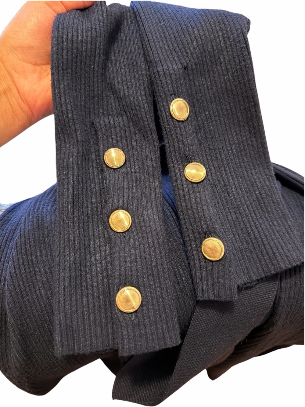 REISS Willa Ribbed Midi Dress Navy Long-Sleeve Maxi Dress with Belt - Picture 9 of 11